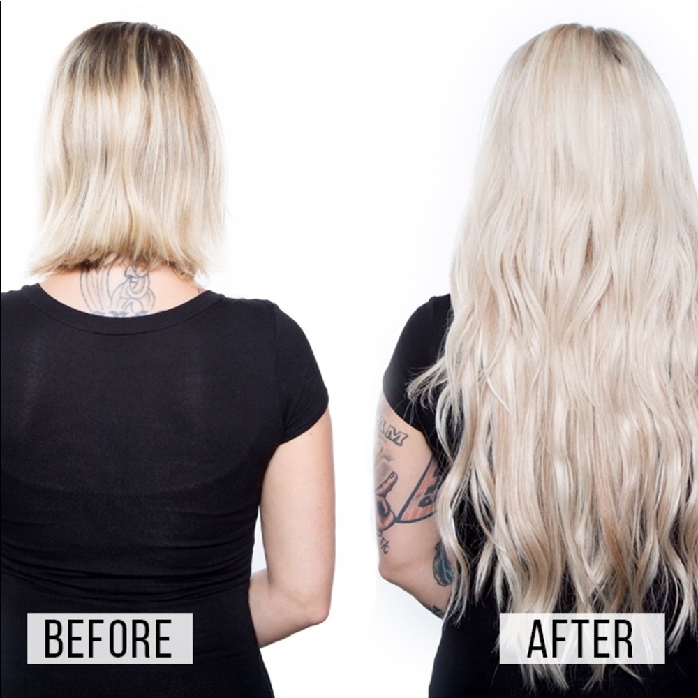 Human Hair Extensions 18” Platinum Blonde 130grams